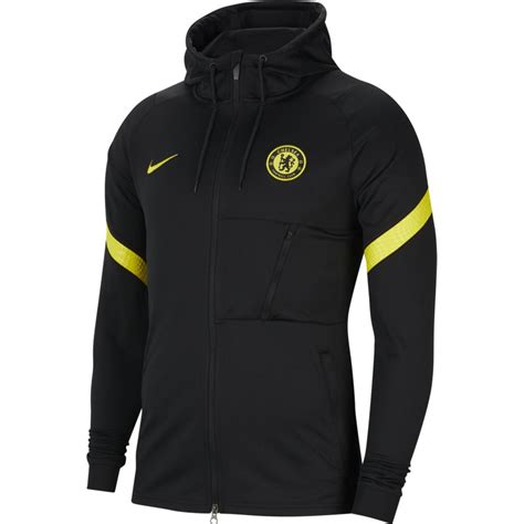 nike chelsea strike hooded trainingspak 2021-2022 zwart geel